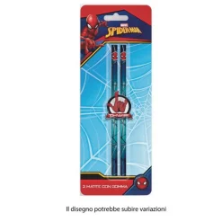 SET 2 PZ MATITE CON GOMMA TONDA GRAFICA SPIDERMAN CANCELLERIA SCUOLA BAMBINI 960696