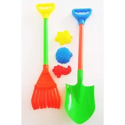SET 5 PZ PALA RASTRELLO 60CM 3 FORME SABBIA GIOCO SPIAGGIA MARE INFANZIA BAMBINI