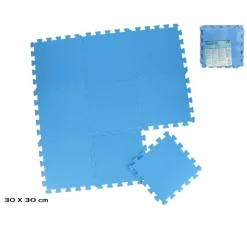 SET 9 PZ PIASTRELLA BLU 30X30X1 CM MORBIDO PUZZLE EVA PISCINA PROTEZIONE 980180