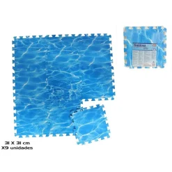 SET 9 PZ PIASTRELLA DESIGN ACQUA 31X31X1CM PUZZLE EVA PISCINA PROTEZIONE 980197