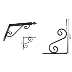 SET 2 PZ REGGIMENSOLA SUPPORTO STAFFA ANGOLIERE FANTASIA 290X240CM NERA 91279