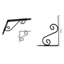 SET 2 PZ REGGIMENSOLA SUPPORTO STAFFA ANGOLIERE FANTASIA 240X190 MM NERA 91278