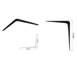 SET 2 PZ REGGIMENSOLA SUPPORTO STAFFA TRIANGOLO MENSOLA METALLO 40 CM NERO 91275