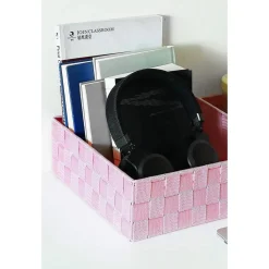 SET 6 PZ SCATOLA IN TESSUTO ORGANIZER ARMADIO SCAFFALI PORTA OGGETTI ROSA 79071