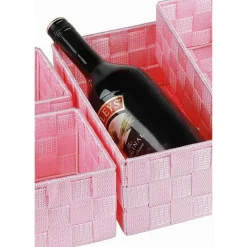 SET 6 PZ SCATOLA IN TESSUTO ORGANIZER ARMADIO SCAFFALI PORTA OGGETTI ROSA 79071
