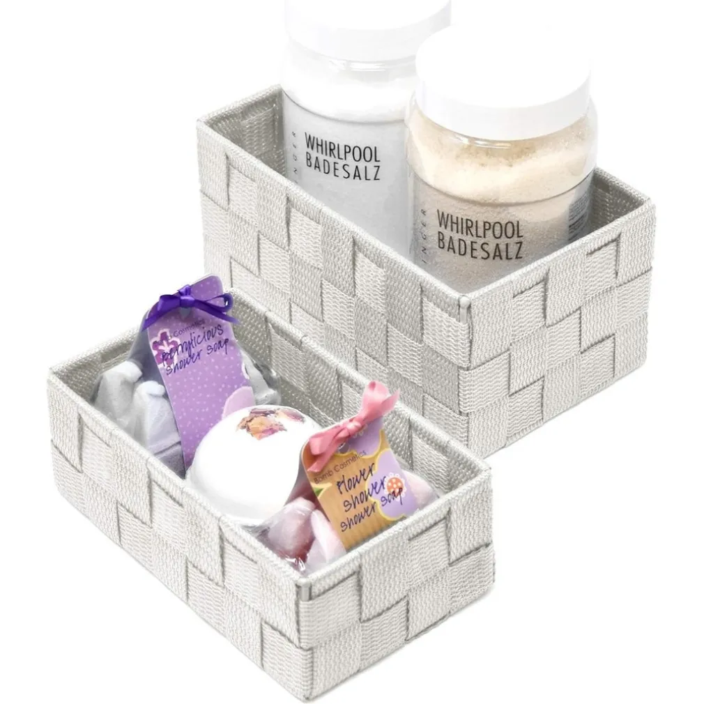 SET 6 PZ SCATOLA IN TESSUTO ORGANIZER SCAFFALI PORTA OGGETTI GRIGIO CHIARO 79066