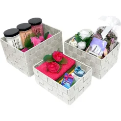 SET 6 PZ SCATOLA IN TESSUTO ORGANIZER SCAFFALI PORTA OGGETTI GRIGIO CHIARO 79066