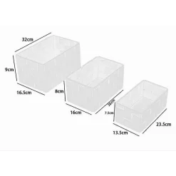 SET 3 PZ SCATOLA PORTA OGGETTI IN TESSUTO INTRECCIATO CONTENITORI BIANCO 79138