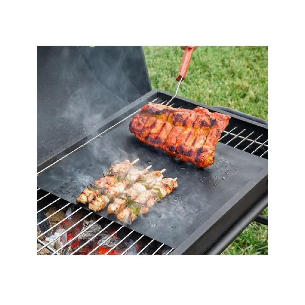 SET 6 PZ TAPPETINI IN TEFLON PER GRIGLIA BARBECUE 40X50CM RIUTILIZZABILI 7823805