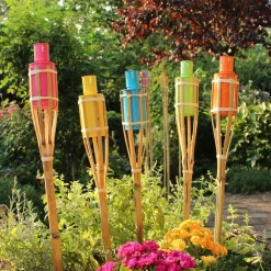 SET 12 PZ TORCIA IN BAMBÙ 60 CM COLORATE GIARDINO VIALETTI DECORAZIONE ESTERNA 016788