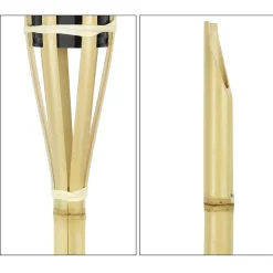 SET 6 PZ TORCIA IN BAMBÙ NATURALE 60 CM DA GIARDINO PER ESTERNI CON STOPPINO 011842