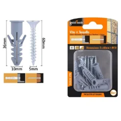 SET 6 PZ VITI VITE CROCE 5X60MM + TASSELLI CON ALETTE TASSELLO M10 FISCHER 57570