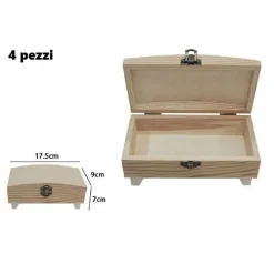 SET 4 SCATOLE BOX ASTUCCIO LEGNO DECOUPAGE PORTAGIOIE COFANETTO 53382A LY-5038A
