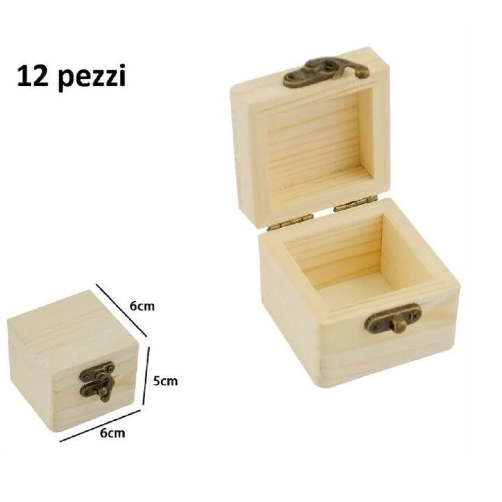 SET 12 SCATOLINE IN LEGNO PORTAGIOIE SCATOLA COFANETTO QUADRATE 74001A LY-613279