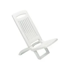 SET 4 SEDIE SPIAGGINA BASSA DA SPIAGGIA MARE PISCINA IN PLASTICA BIANCA PIEGHEVOLE 009259