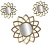 SET 3 SPECCHI PARETE DECORATIVI ORO ANTICATO LIBERA INSTALLAZIONE 25-35CM 836916