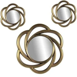 SET 3 SPECCHI PARETE DECORATIVI ORO ANTICATO LIBERA INSTALLAZIONE 20-35CM 836855