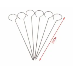 SET 10 SPIEDINI IN ACCIAIO INOX 25 CM IMPUGNATURA UNCINO PER GRIGLIA BBQ 2406315