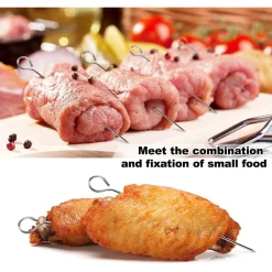 SET 10 SPIEDINI IN ACCIAIO INOX 25 CM IMPUGNATURA UNCINO PER GRIGLIA BBQ 2406315