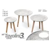 SET 3 TAVOLINI PIEDI IN LEGNO SALOTTO GIARDINO DECORATI Ø45-40-30CM TONDI 783951