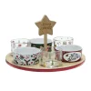 SET ANTIPASTIERA NATALIZIA BASE ROTONDA IN BAMBOO Ø 27 CM CON 6 CIOTOLE ASSORTITE