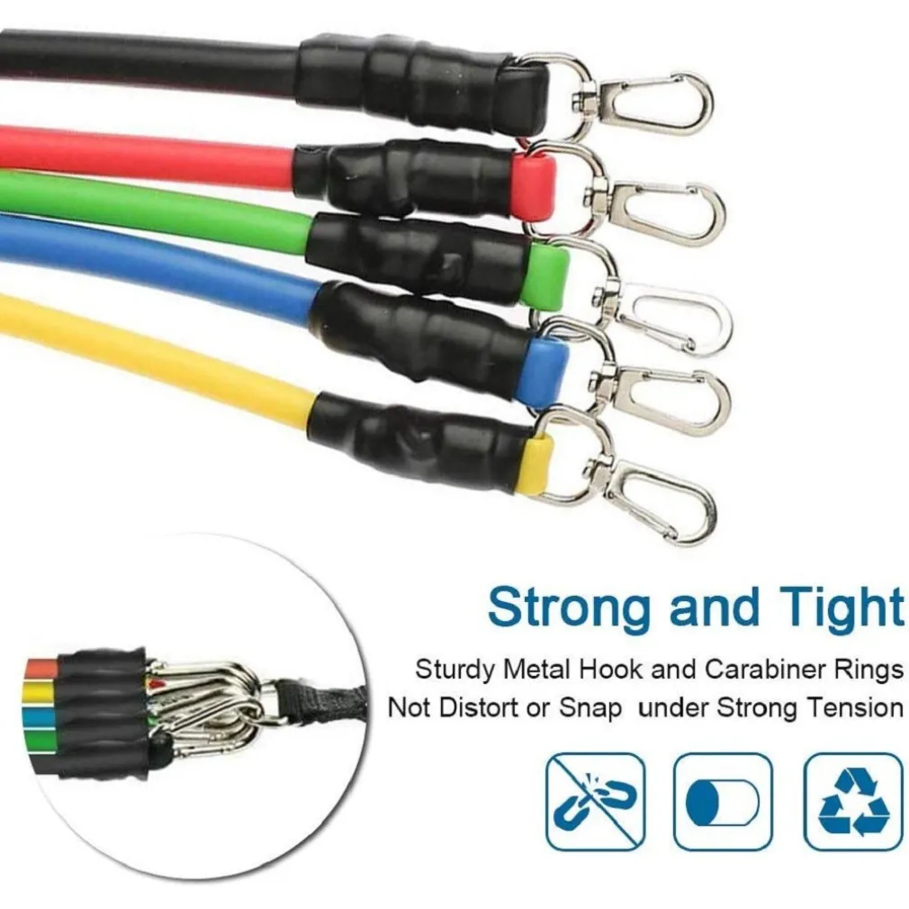 SET BANDE ELASTICHE RESISTENZA BORSA MANIGLIE ANCORAGGIO PORTA CINGHIE PUNTAPIEDI