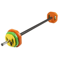 SET BILANCIERE CON DISCHI COLORATI PESI DA 20KG PER ALLENAMENTO HOME GYM FITNESS