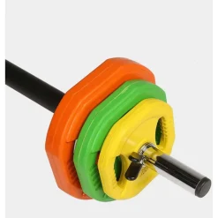 SET BILANCIERE CON DISCHI COLORATI PESI DA 20KG PER ALLENAMENTO HOME GYM FITNESS