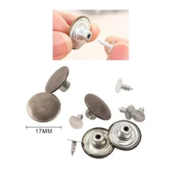 SET BOTTONI BOTTONE LISCIO PER PANTALONI GIACCA JEANS Ø 17MM PERNI ARGENTO 52990
