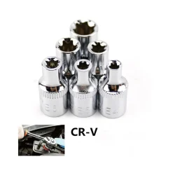 SET BUSSOLE TORX STELLA ADATTATORE 6 PEZZI CON ATTACCO 1/4" 4 5 6 7 8 10 CR-V