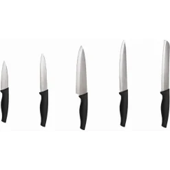 SET CEPPO 5 PEZZI COLTELLI COLTELLO NERO DESIGN ELEGANTE UTENSILI DA CUCINA