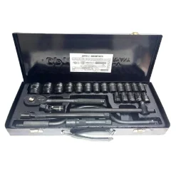 SET CHIAVI A BUSSOLA 24 PEZZI CON CRICCHETTO REVERSIBILE 1/2'' PROLUNGHE VALIGIA