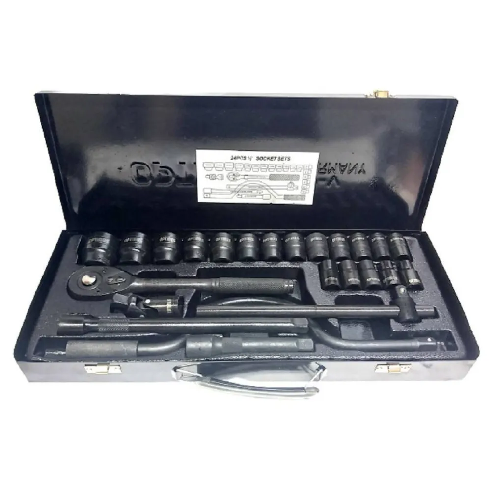 SET CHIAVI A BUSSOLA 24 PEZZI CON CRICCHETTO REVERSIBILE 1/2'' PROLUNGHE VALIGIA