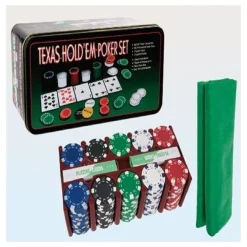 SET COFANETTO POKER TEXAS HOLDEM FICHES CHIPS PROFESSIONALE SCATOLA DI LATTA