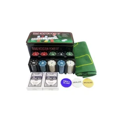 SET COFANETTO POKER TEXAS HOLDEM FICHES CHIPS PROFESSIONALE SCATOLA DI LATTA