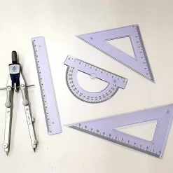 SET COMPASSO + STRUMENTI DISEGNO F4006 SQUADRETTE RIGHELLO GONIOMETRO SCUOLA