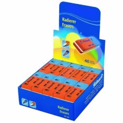 SET CONFEZIONE 40 PEZZI GOMME PER CANCELLARE ROSSO BLU BR40 PER SCUOLA UFFICIO