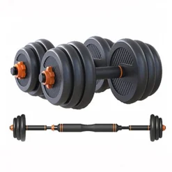 SET COPPIA DI MANUBRI BILANCIERE DISCHI BARRA DI COLLEGAMENTO REGOLABILE DA 15KG