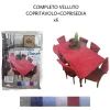 SET COPRITAVOLO E COPRISEDIA IN VELLUTO COPERTURA SCHIENALE SEDIA E TAVOLO X6