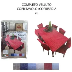 SET COPRITAVOLO E COPRISEDIA IN VELLUTO COPERTURA SCHIENALE SEDIA E TAVOLO X6