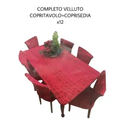SET COPRITAVOLO E COPRISEDIA IN VELLUTO COPERTURA SCHIENALE SEDIA E TAVOLO