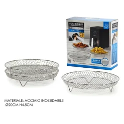 SET DA 3 GRIGLIE IN ACCIAIO INOX PER FRIGGITRICE AD ARIA H4,5 CM X Ø20 CM IMPILABILI