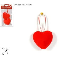 SET DA 6 PEZZI APPENDINI A CUORI CUORICINI DA 7 CM DECORAZIONI PER SAN VALENTINO