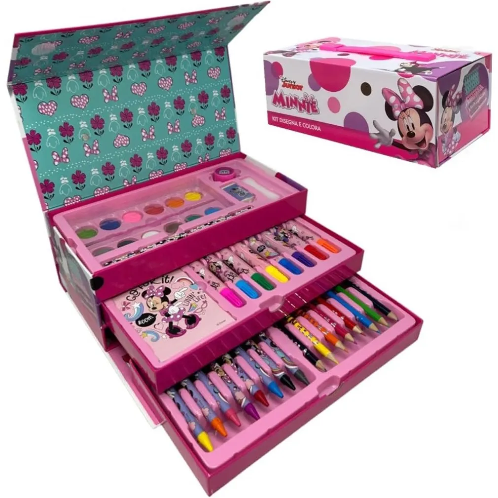 SET DA COLORARE VALIGETTA CON COLORI BAMBINE MINNIE CASSETTI KIT DISEGNO PITTURA 951724