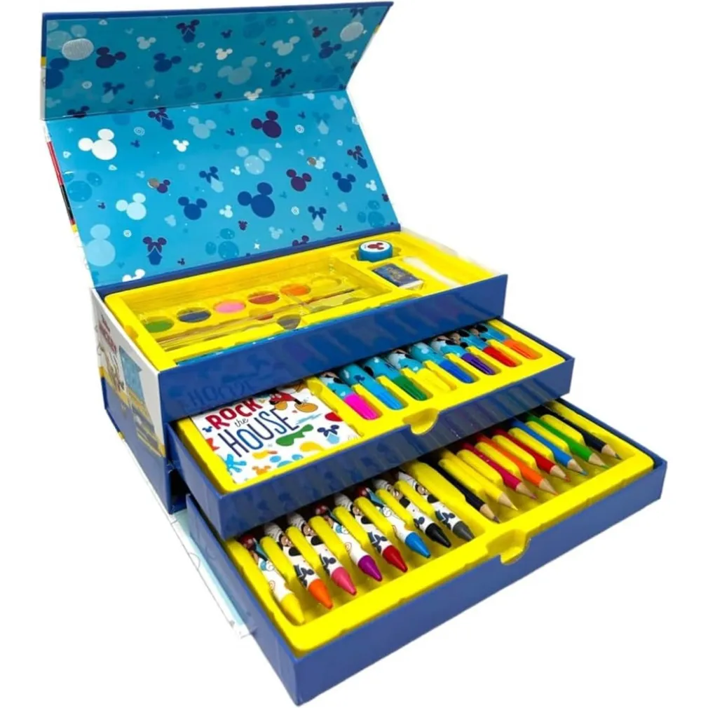 SET DA COLORARE VALIGETTA CON COLORI BAMBINI TOPOLINO CASSETTI KIT DISEGNO PITTURA 951731