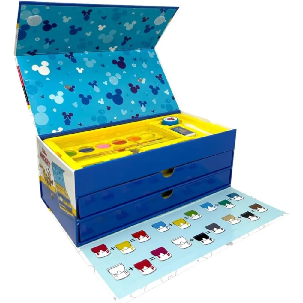 SET DA COLORARE VALIGETTA CON COLORI BAMBINI TOPOLINO CASSETTI KIT DISEGNO PITTURA 951731