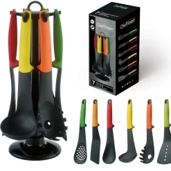 SET DA CUCINA 7 PEZZI MESTOLO SPATOLA CUCCHIAIO SPAGHETTI SCHIUMAIOLA SIVIERA