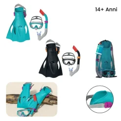 SET DA SNORKELING MERIDIAN MASCHERA BOCCAGLIO PINNE 14+ ANNI 2 COLORI ASS 25020