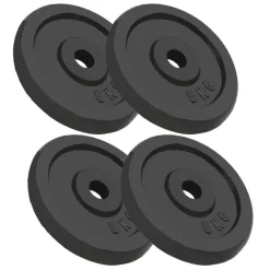 SET DI 4 DISCHI PER PESI MANUBRI DA 5 KG IN GHISA BILANCIERE F 30MM COLORE NERO
