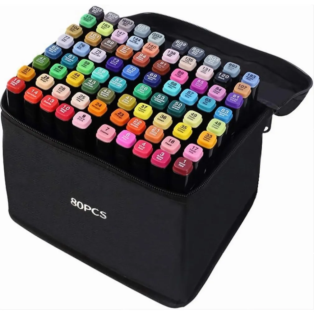 SET DI 80 PENNARELLI COLORATI PER GRAFFITI CON CUSTODIA CAMPO DI MARCATURA